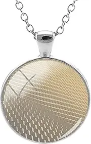 [Generic] Texture Print Crafts Glass Necklace With Long Chains For Physics Teachers, Zinc