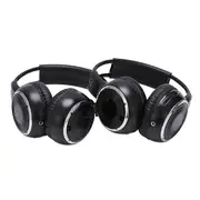 2 x Double Infrared Stereo Wireless Headphone Headset IR Car DVD Player Headrest Black