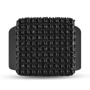 Sterling Silver Mens Round Black Color Enhanced Diamond Square Cluster Ring