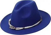 [DEARMAMY] Fedora Jazz Hat Flat Caps Hat for Men Hats Jazz Caps Blue Nylon