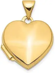 [JewelryWeb] 14k Gold Plain Love Heart Photo Locket Pendant Necklace - Locket Necklace for Women in Yellow Gold Rose Gold and Variety of Options