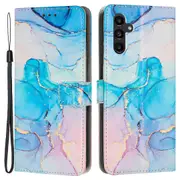 For Samsung Galaxy A54 5g Marble Phone Stand Case Pu Leather Wallet Smartphone Cover With Strap