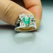 100% Natural Emerald Ring punjsher Emerald Stone 2 Ct Antique Emerald Ring