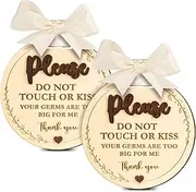 Woodamore Please Do Not Touch Or Kiss Baby Sign - 2 Pack Dont Touch Baby Sign For Car Seat Or Stroller Tag, No Touching Baby Signage For Baby Newborn