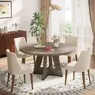 Round Dining Table for 4,Grey Kitchen Table Large Dinner Table