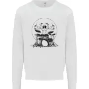 Vitruvian Drummer Funny Drumming Drum Kids Sweatshirt Jumper
