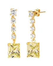Gabi Rielle 14K Over Silver CZ Canary Candy Drop Earrings
