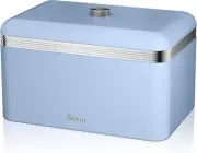 Swan SWKA1010BLN Retro Bread Bin, Metal, Blue, 18 Litre Storage Capacity