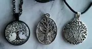 Tree of Life Cut out Design & Colorful Glass Tree Pendant THREE Pc set