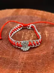Red String Adjustable Bracelet Brass Plated Medal St Benito