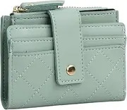 [Anseom] Small Wallet for Woman with Button Compact Bi-fold Ladies Purse with ID Window RFID Blocking Leather Wallet Mini Cute Zipper Coin Pocket Women Credit Card Holder, Gree, 12.5 x 9.5 x 2.5cm,