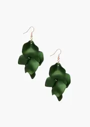 [Taking Shape] Taking Shape Petal Drop Earrings in Olive - Women's Accessories Olive