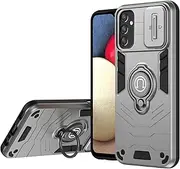 Compatible with Samsung Galaxy A25 5G Case Cover,Compatible with Samsung Galaxy A25 5G SM-A256B/DSN Phone Case with Built-in Sliding Camera Lens Cover + Finger Ring Holder Grey