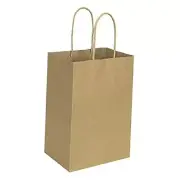 100 Pack 5.25x3.25x8 inch Small Paper Bags with Handles Bulk, Gift Paper Brown