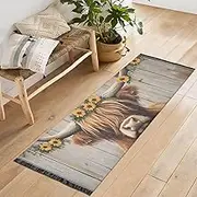 QGBYMX Washable Runner Rug Cow Portrait Vintage 2’ x 6’ Non Slip Kitchen Runner Rug for Hallways Entryway Patio Living Room Floor Carpet Runner- Soft Thin Mat for Family Pet