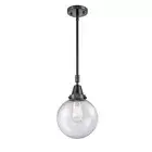 Innovations Beacon 1 Light 8" Mini Pendant, Black/Seeded - 447-1S-BK-G204-8