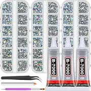 Audab Rhinestones B7000 Glue with 14000Pcs Rhinestones for Crafting, Clear AB Rhinestones Kit ss6-ss20 with Jewelry Glue Dotting Tools Resin Crystal Gems for Crafts Clothes Shoes DIY Tumblers