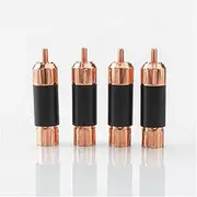 4PCS Red Copper Plated Audio Plug Interconnect Cable Male Plug