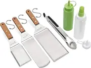 Metal Spatula Set of 6 - Griddle Accessories kit - Grill Flat Spatula Pancake Flipper Hamburger Turner - Metal Utensil Great for BBQ Grill Flat Top Cast Iron Griddle