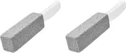 , 2 Pack Pumice Stone Toilet Bowl Cleaner with Extra Long Handle Stain Remover Pumice Toilet Cleaning Brush Also Cleans Limescale, Hard Water Rings, Tiles, Iron and