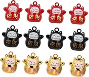 Ciieeo 1 Set 12pcs Bell Maneki Clock Collar Bells Kitten Accessories Tiny Bell Chinese Charms for Bracelets Cartoon Keychain Mini Wind Chimes Bells for Jewelry Making Pet Copper