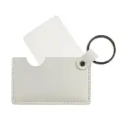 Compact Stainless Steel Mirror with Keychain Mini Handheld Travel Makeup White