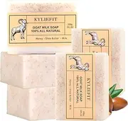 Natural Goat Milk Soap Bar With Honey, Shea Butter, Brighten, Moisturizes, Exfoliates, Nourishes For Soft, Healthy Skin, Improve Dull Skin, For Face, Body, Hands, 200g (Pack of 5)