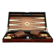 Dal Rossi Italy 15 inch Backgammon Wooden Crocodile Engraved Design Light Tan