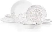 [CORELLE] Leaf Stitch 12-Piece Dinnerware Set Service for 4 red