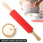Rolling Pin Food Grade Silicone Non-Stick Fondant Roller Wooden Handle CanoO