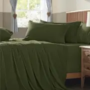 Extra Deep Pocket Cal King Size Sheets Set, 6 Pieces Soft Olive Green Sheets ...