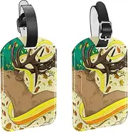 [WOSHJIUK] Luggage Tags,2 Pack Labels Suitcase Tags,Autumn Leaves Deer,Luggage Tags Privacy Protection Travel Bag Tag