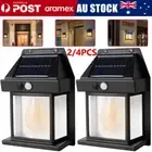 2/4 Solar Powered Wall Lantern Outdoor Motion Sensor Lights Garden Security Lamp