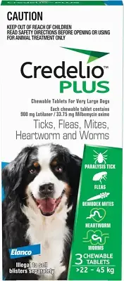 plus Ticks, Fleas, Heartworm & Worms for Dogs 22-45Kg - 3 Pack