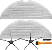Mop Cloth Pad and Side Brush 6 Pack Sets for Roborock S7 MaxV Ultra / S7