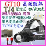 【成品購物】TJ4 GT10 白激光 黃光 激光炮 雙燈芯 單核 頭燈 強光頭燈 USB充 廣角變焦 照明燈