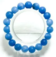 Blue Aquamarine Jade Polished Round Gemstone Beads Elastic Stretch Bracelet