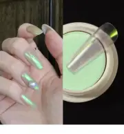 Aurora Nail Art Powder Magic Green Mirror Pigment Glitter Dust DIY Nail Decor US