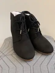 Dr Scholls Boots Women’s Conquer Ankle Booties Wedge Heels Black Fabric Size 7