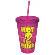 Looney Tunes Tweety Bird Hot Chick 16 oz Acrylic Travel Cup with Straw UNUSED
