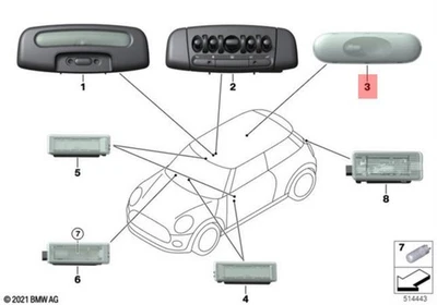 Genuine Interior light rear MINI Cooper Jcw One F54 F55 F60 ALL4 SD 63319387600