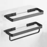 Aoibox Shower Shelf 15.7"x4.68"x3.85" 2-Tier Floating Rectangular Aluminum Black
