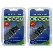 2x Tosca 1.8m Adjustable Luggage Suitcase Security Bag Buckle Strap - Grey