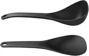 CLISPEED 1 Set 2Pcs Rice Paddle Soup Spoons Multipurpose Serving Utensils Non Stick Easy to Clean Kitchen Tools Black