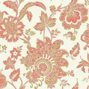 Wallpaper Designer Arabella Orange and Bronze Jacobean Floral on White