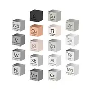 18 Pcs Metal Elements Cube Density Cubes 99.99% High Purity, Periodic Table Of Elements Collection (.39 Inch/10 Mm) As shown