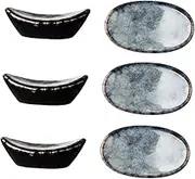 Ciieeo 6pcs Ceramic Chopsticks Holder Ingot Shaped Spoon Fork Rest Japanese Style Chopstick Pillow Rack Grey Blue Elegant Tableware Accessory for Clean Dining