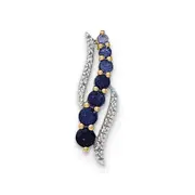 14k Yellow Gold Lab Created Ceylon Sapp/Lab Created Sapp and Real Diamond Pendant