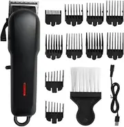 Professional Men's Hair Clipper, Cordless Rechargeable Hair Trimmer (Adjustable Knife Pitch) with 10 Limiting Combs, Barber Clippers for Hair Cutting & Grooming