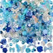 Resin Cabochons Butterfly Slime Charms Blue White Bulk Assorted Lot 350pcs